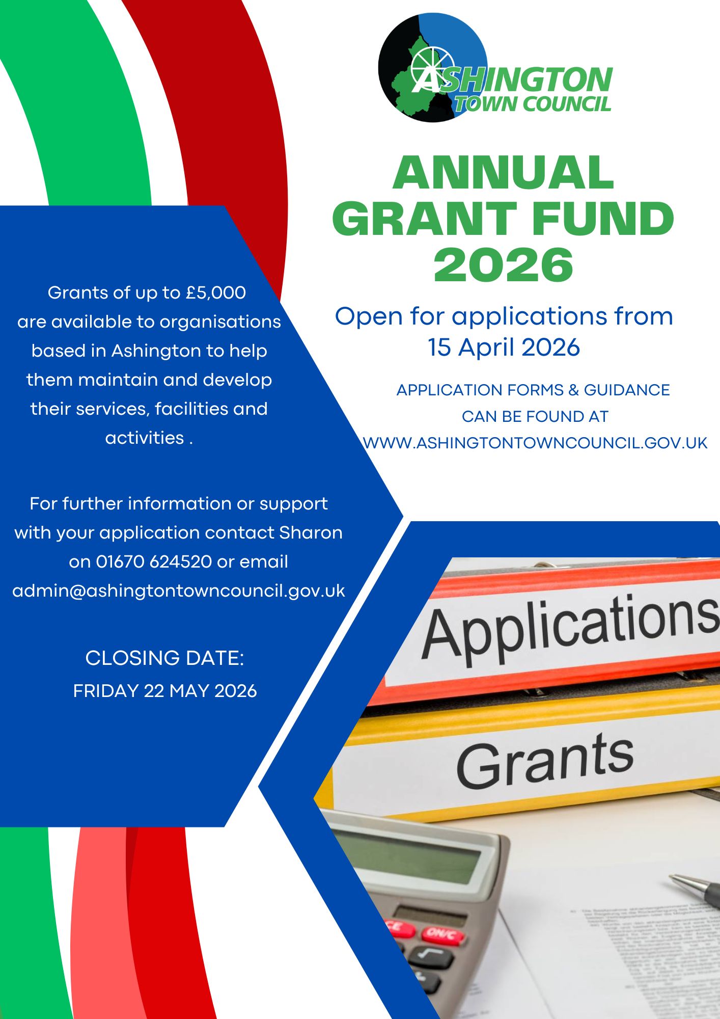 Applications Now Open for Ashington Town Council's 2026–27 Grant Funding