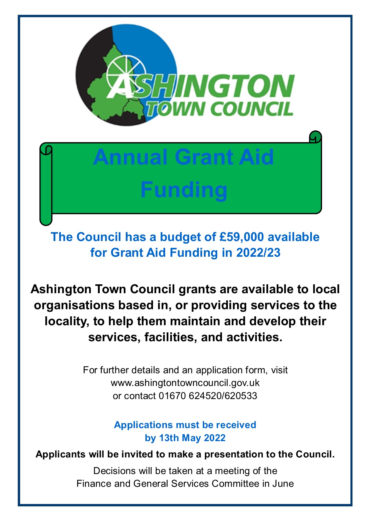 Applications for Annual Grant Aid Funding are invited
