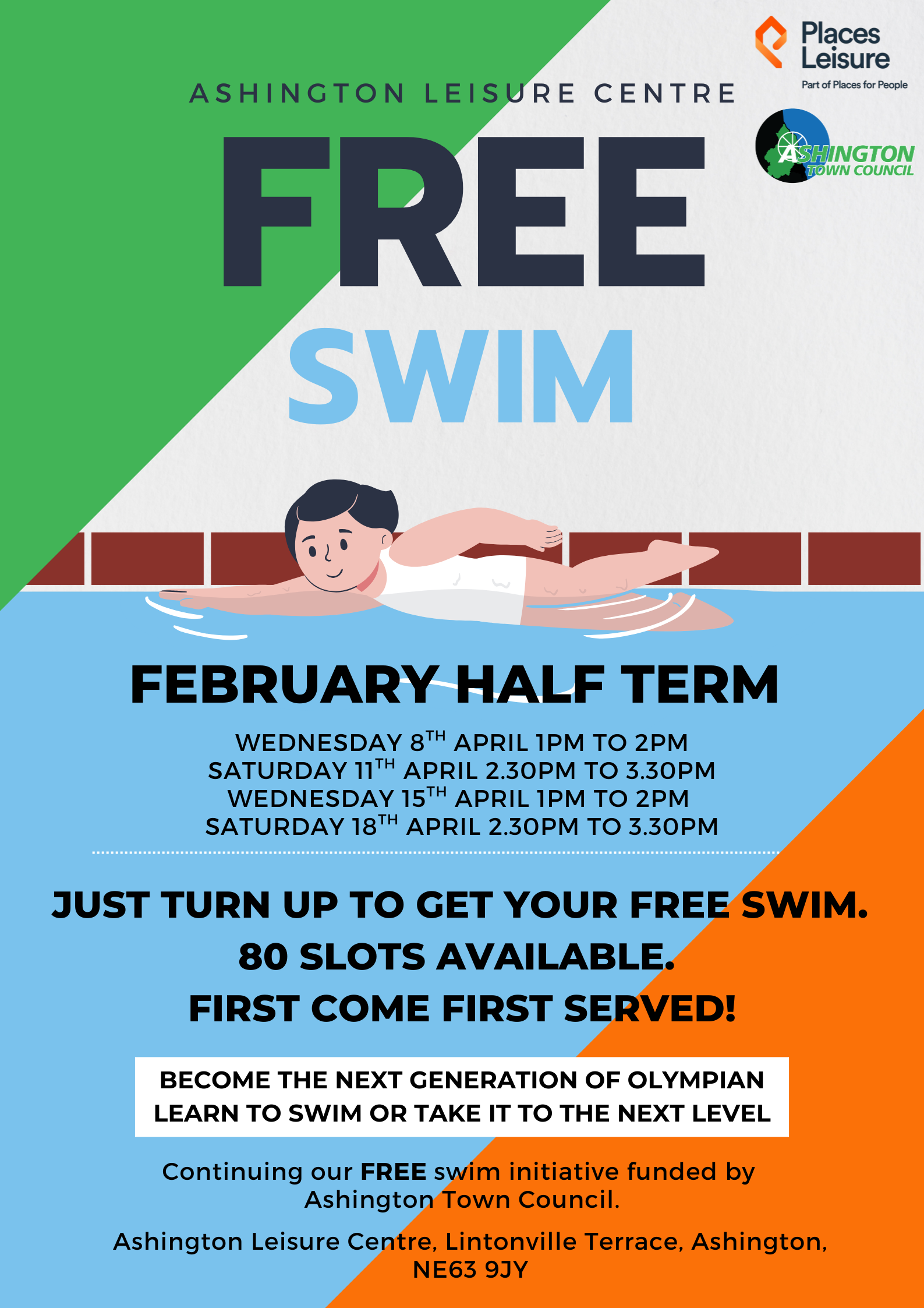 Ashington Town Council Offers FREE Swimming Sessions This Easter Half Term