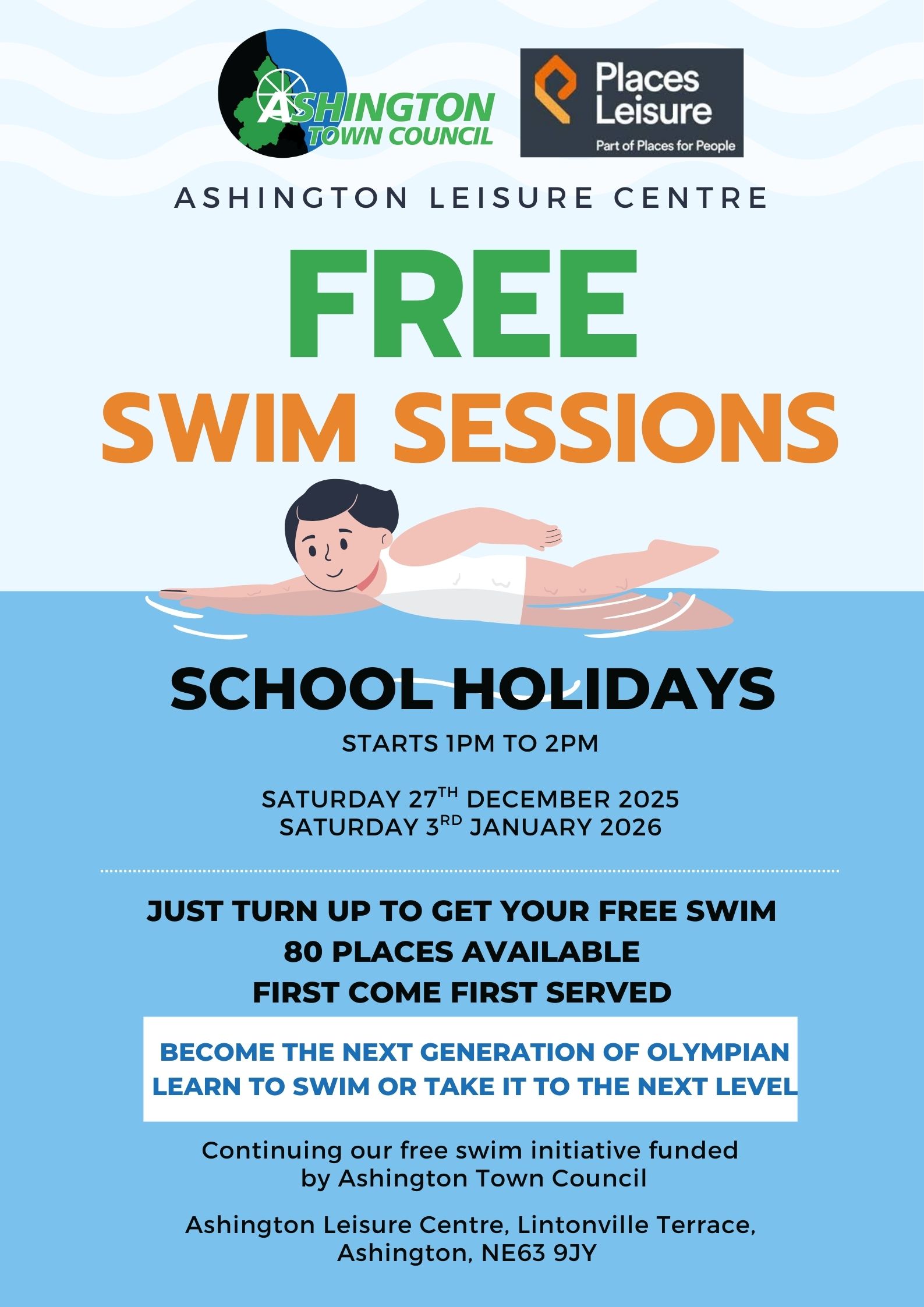 Ashington Town Council Offers Free Swimming Sessions
