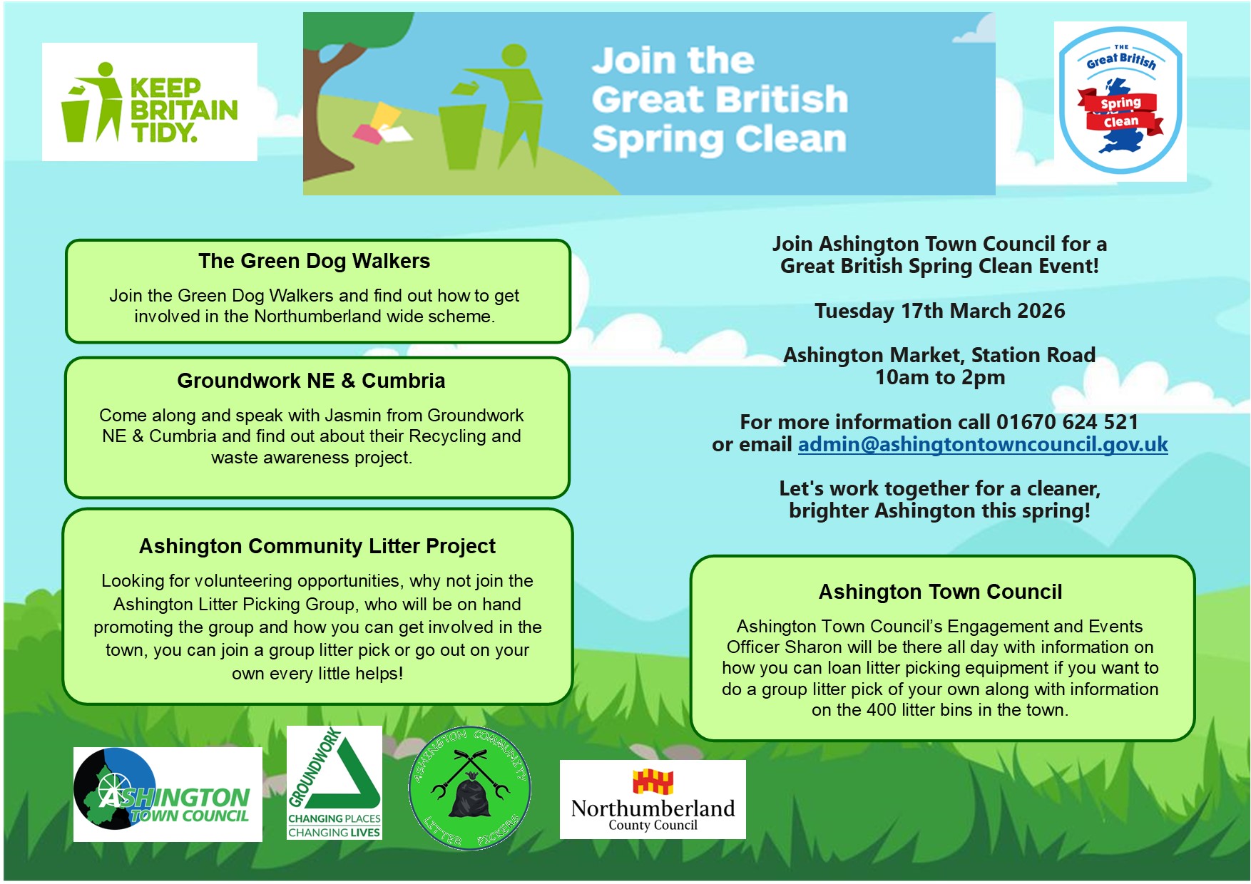 Ashington Town Council Supports the Great British Spring Clean with Community Event at Ashington Market