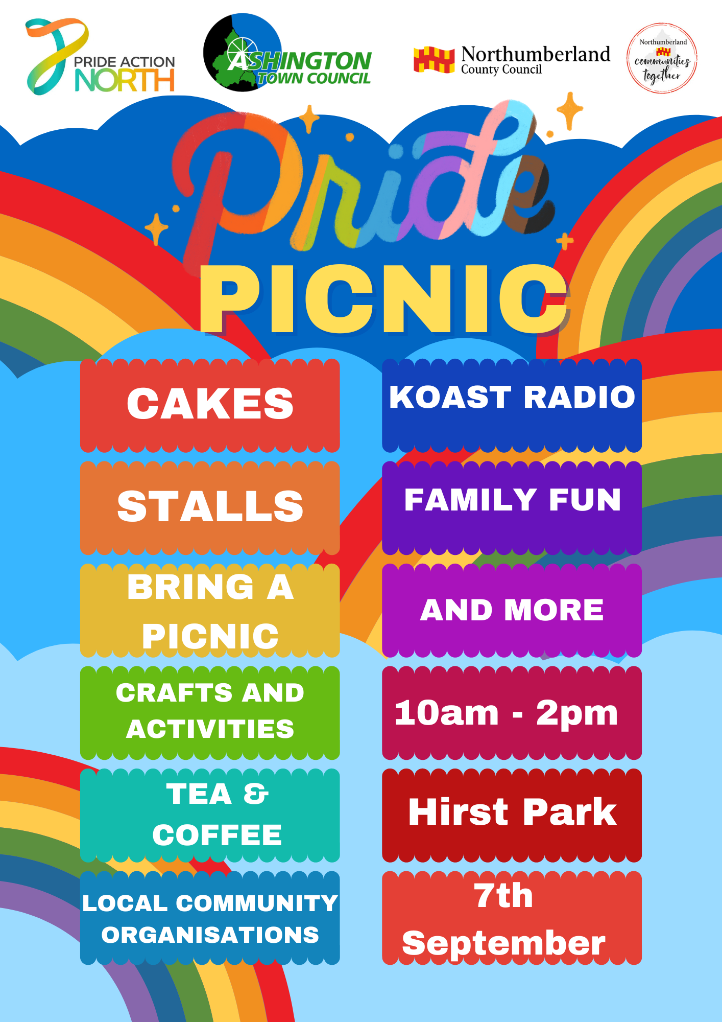 Exciting Pride Picnic at Hirst Park on Saturday, 7th September