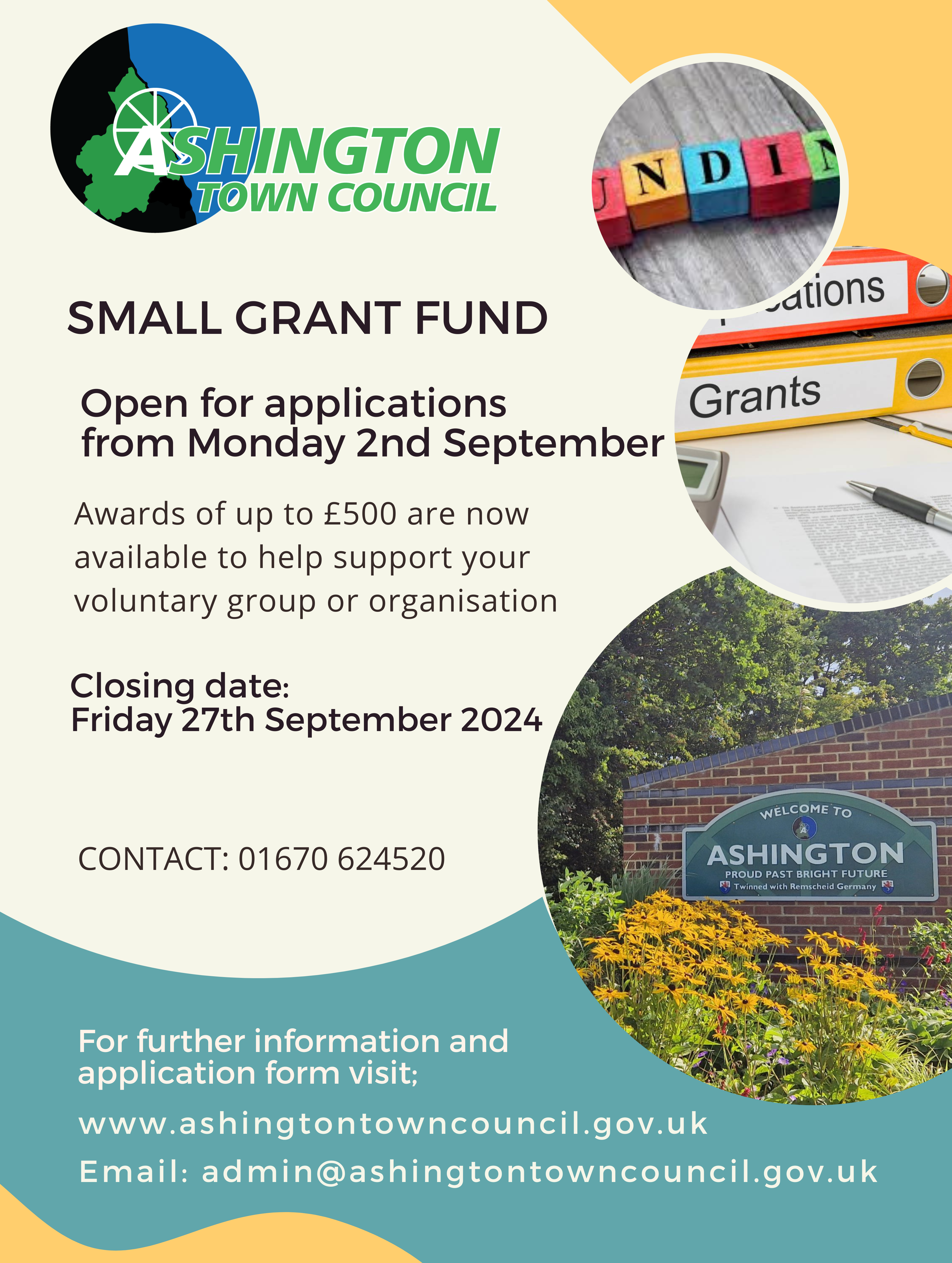 Ashington Town Council Launches Third Round of Small Grant Fund for 2024/25